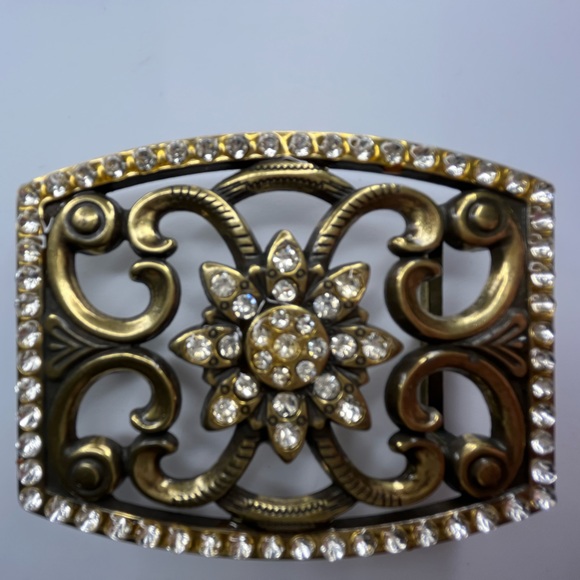 Accessories - Western Rhinestone Sun Flower Brass buckle